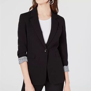 Bar III One-Button Notch-Collar Black Blazer